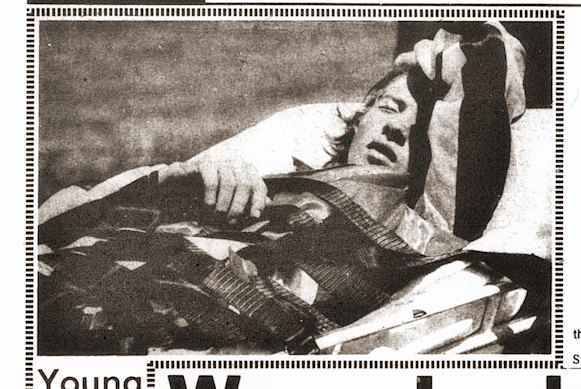 Green, then 18, is taken to hospital after a fall at Caulfield during the 1970s.