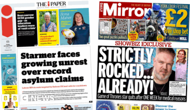 'Record asylum claims' and 'Strictly rocked'