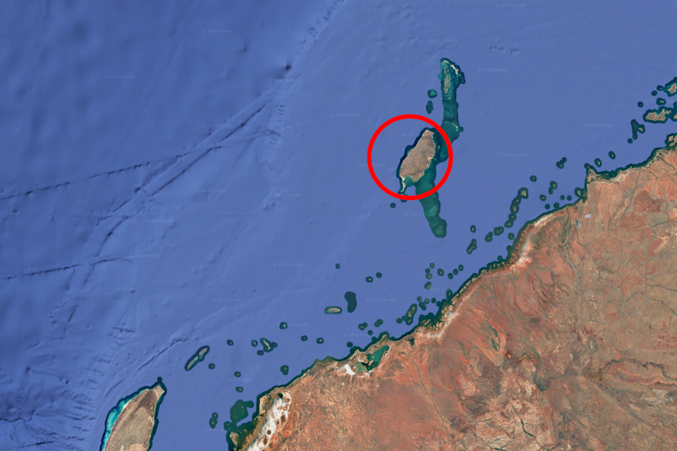 A Google Map showing Barrow Island.