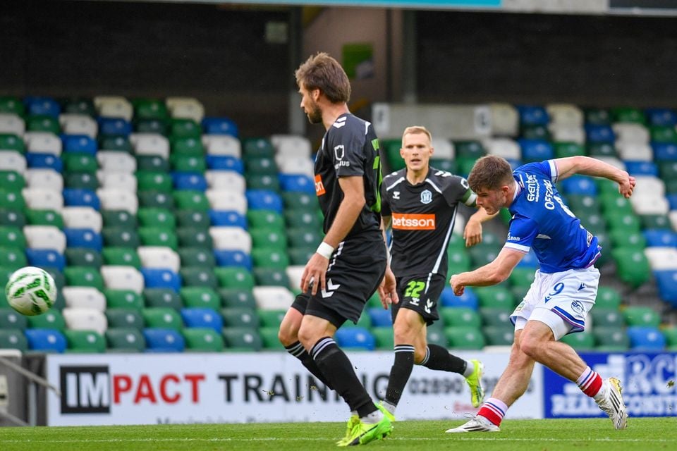 Kieran Offord of Linfield adds a second 