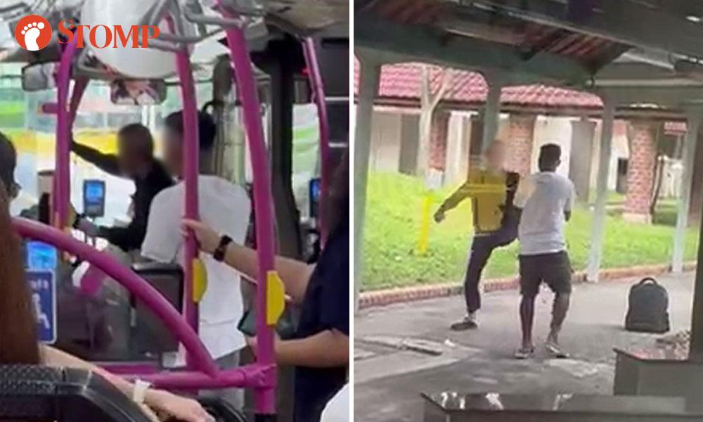 Bus becomes boxing ring as 2 men trade blows, continue fight at Ang Mo Kio bus stop