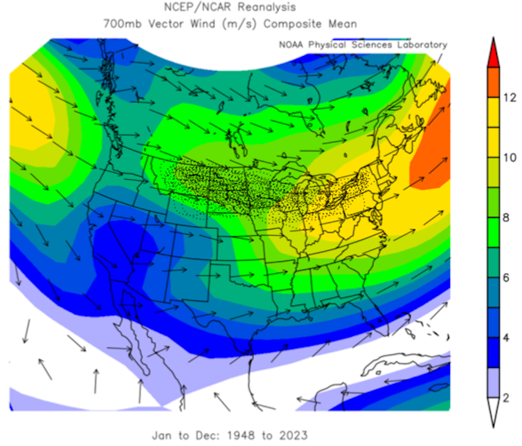 A U.S. map shows wind pattern and the source of pollution to the Adirondacks.
