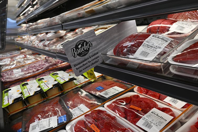 Meat counter at a supermarket