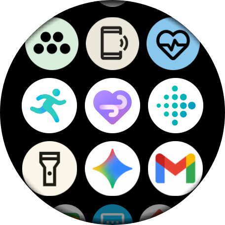 Screenshot that shows Google's new Material 3 Expressive icons for the Fitbit app on Wear OS.