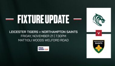 Prem Cup fixture v Saints moved to Friday, November 21
