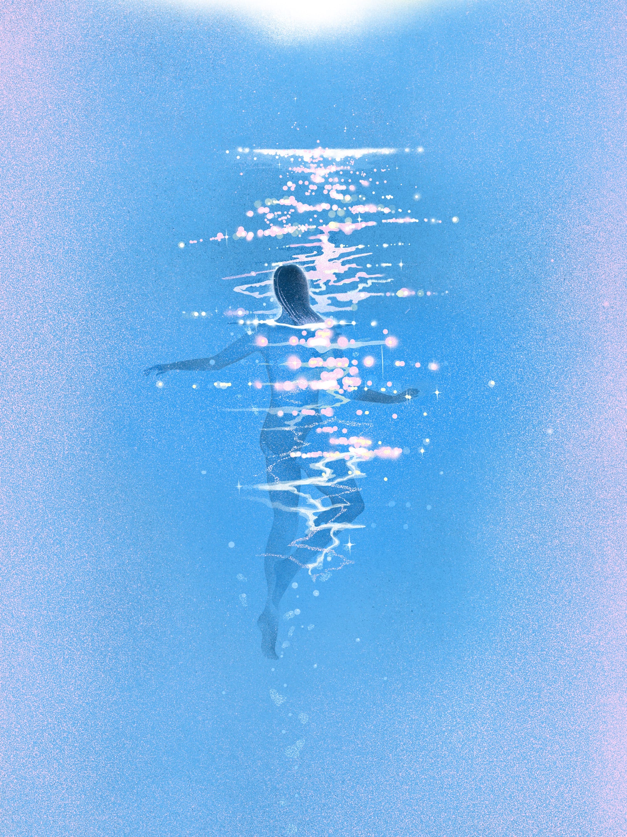 an illustration by Masha Foya of a figure in shimmering water