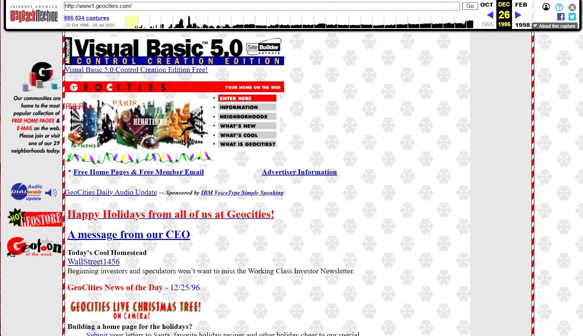 Image showing GeoCities Homepage on Internet Archive