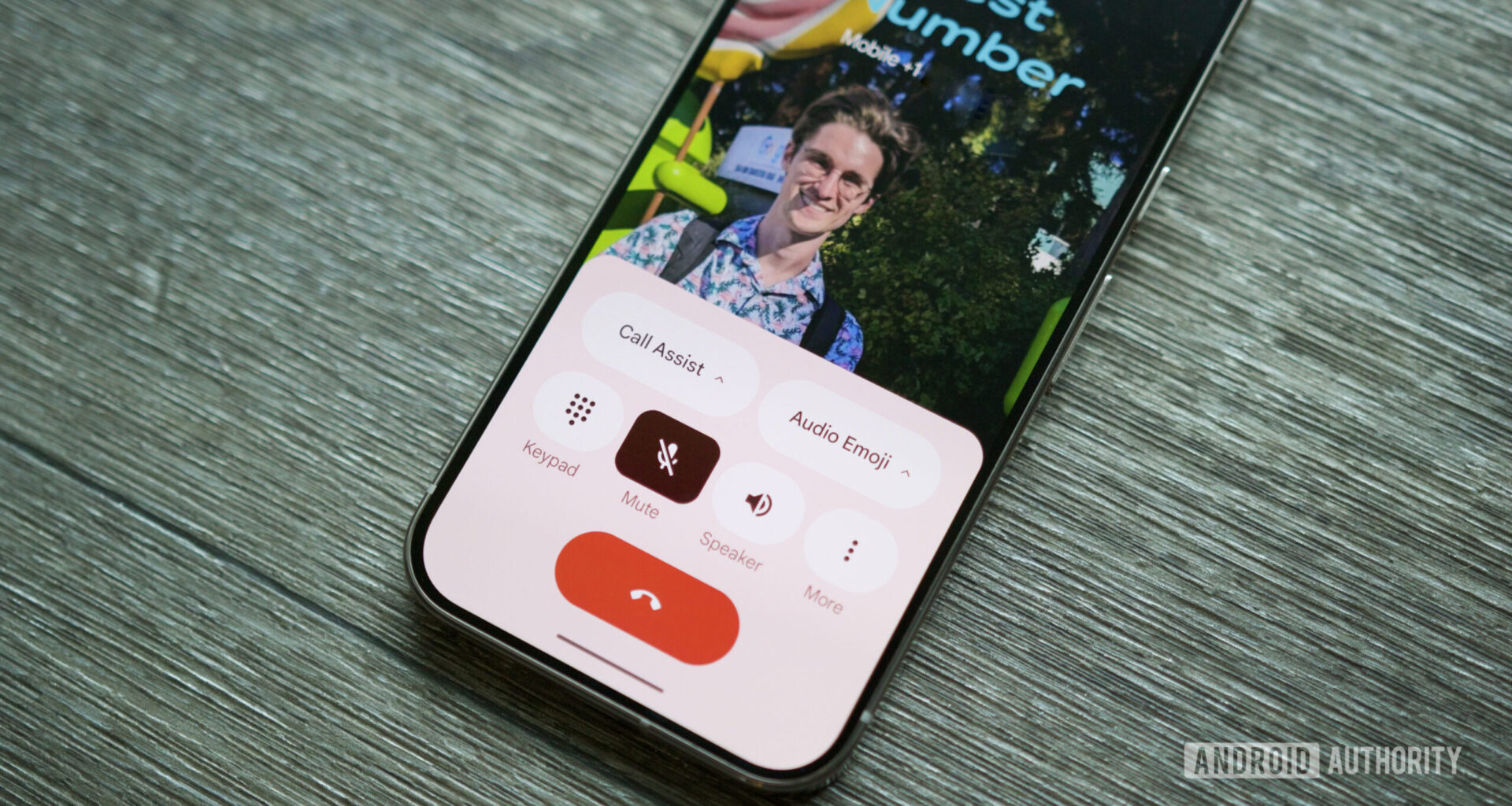 Phone call screen in the redesigned Google Phone app.