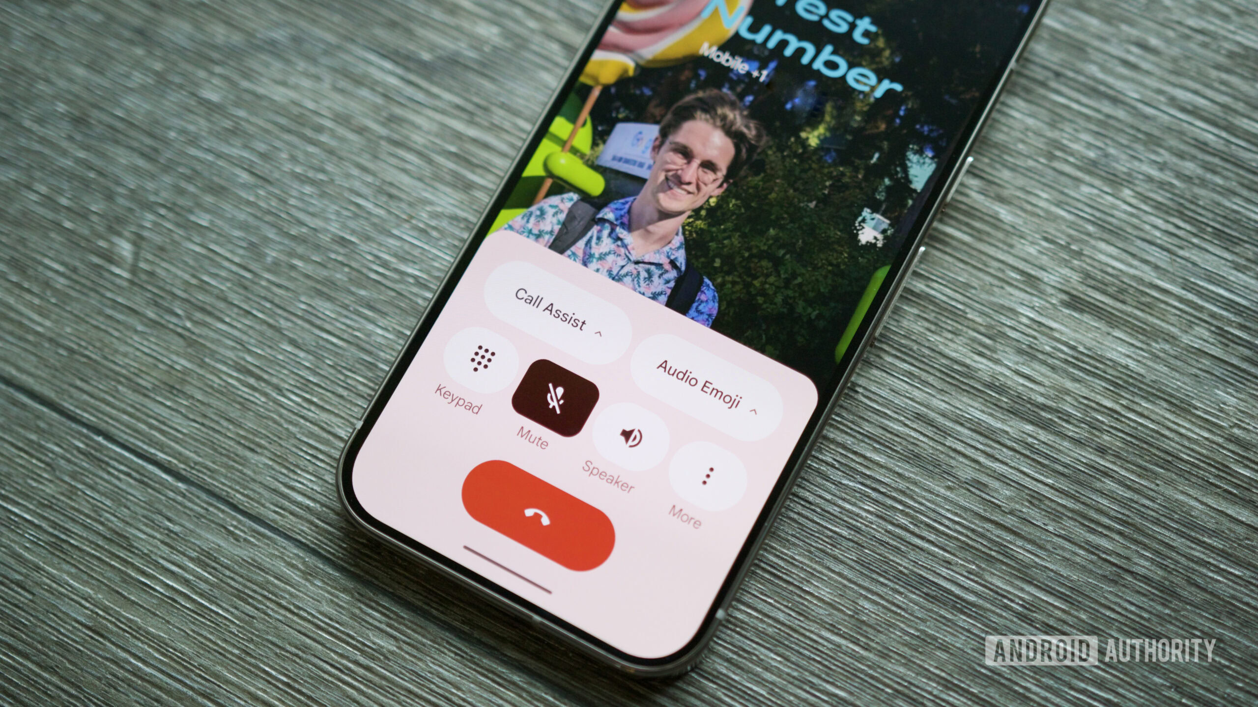 Phone call screen in the redesigned Google Phone app.