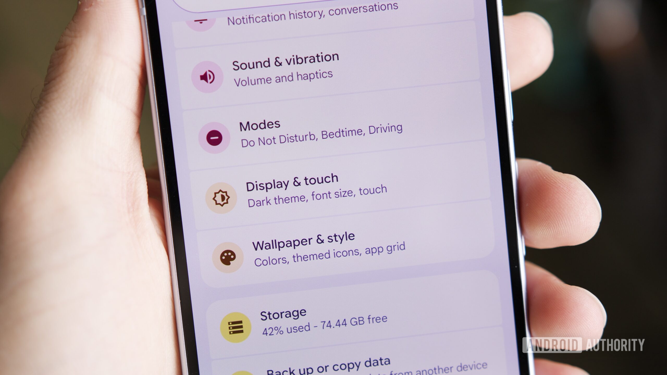 The Settings app on the Google Pixel 10, showing the page for display settings.