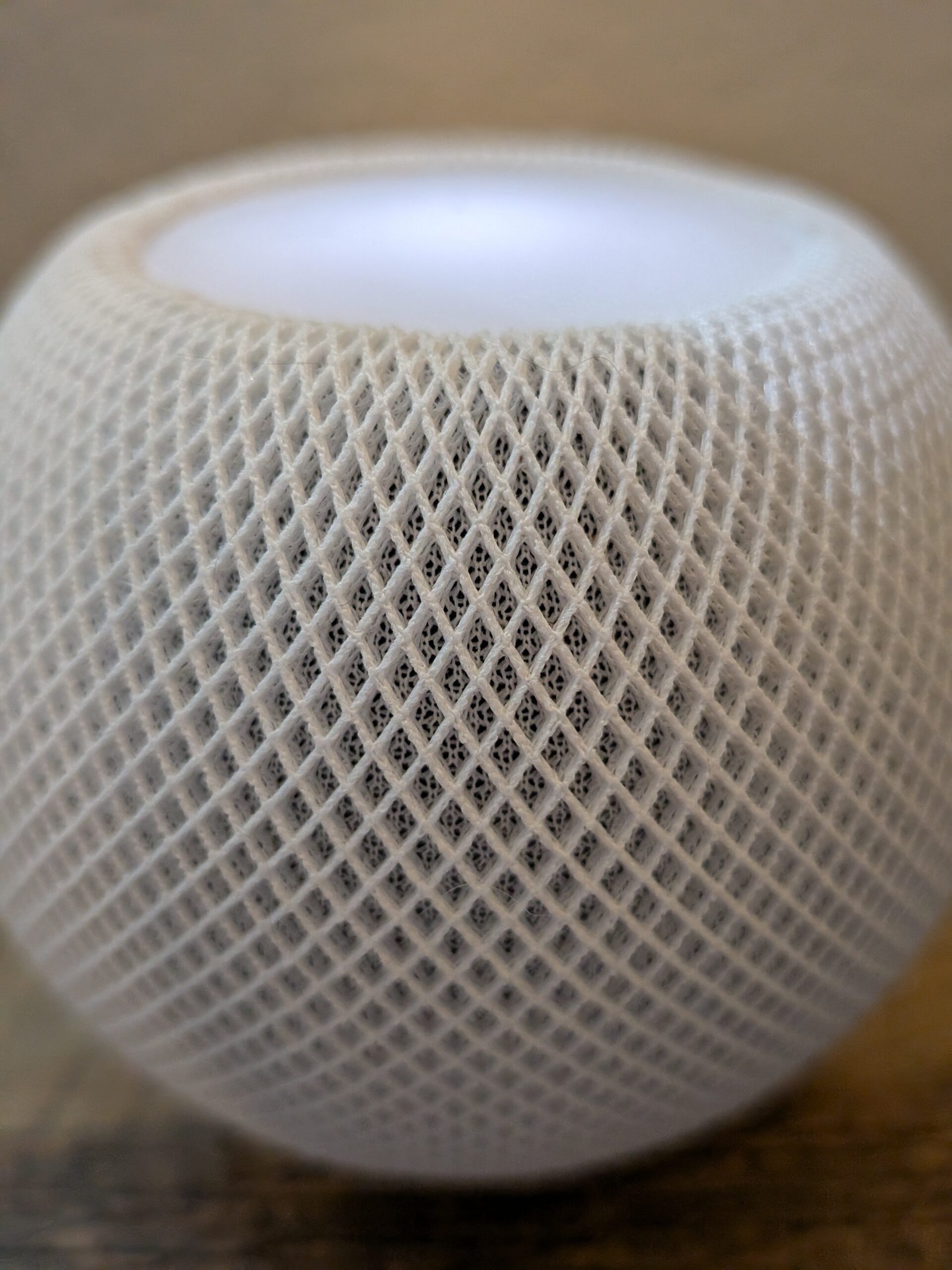A Macro Focus of a smart speaker, taken with the Google Pixel 10.