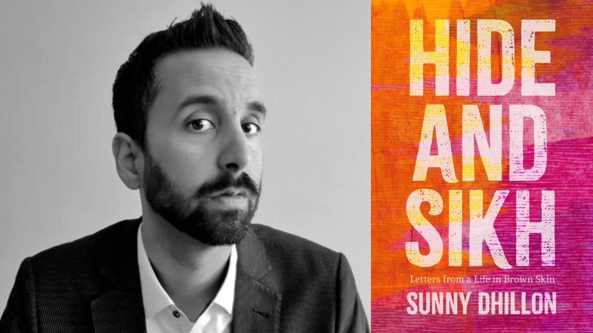 A pink and orange book cover with a black and white photo of a man wearing a suit and on the left. 
