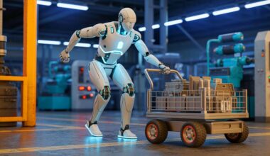 Illustration of MagicBot showcasing its pulling capabilities in a factory setting.