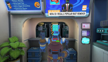 An official screenshot of Stellar Cafe on the Meta Quest 3 of the bartender