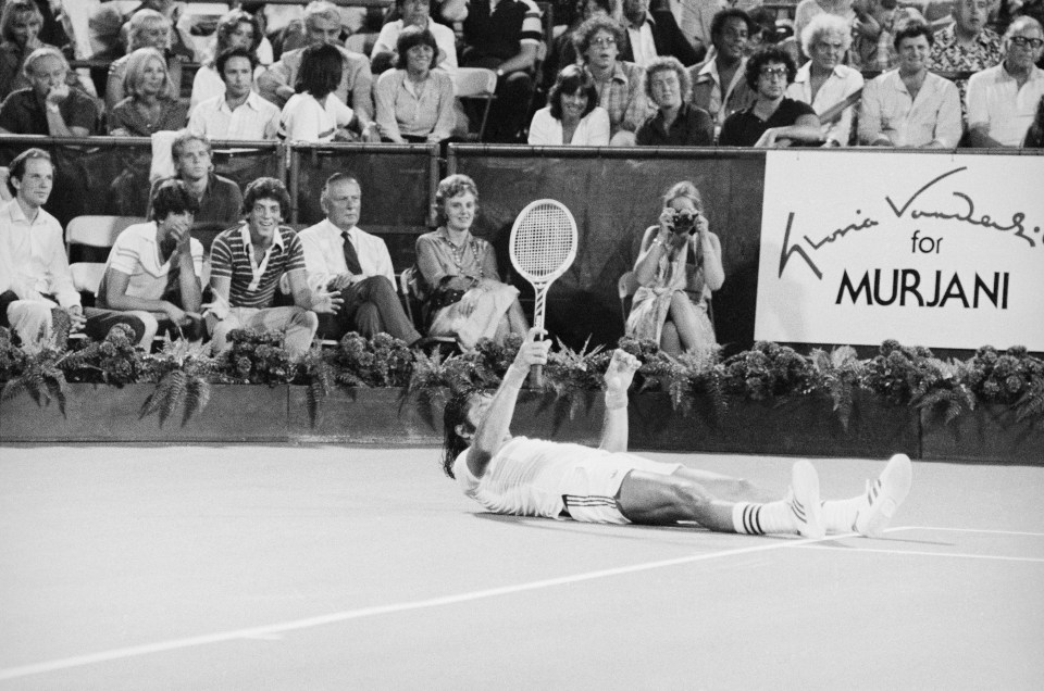 Nastase was penalised for unsportsmanlike conduct and lay on the court at one stage