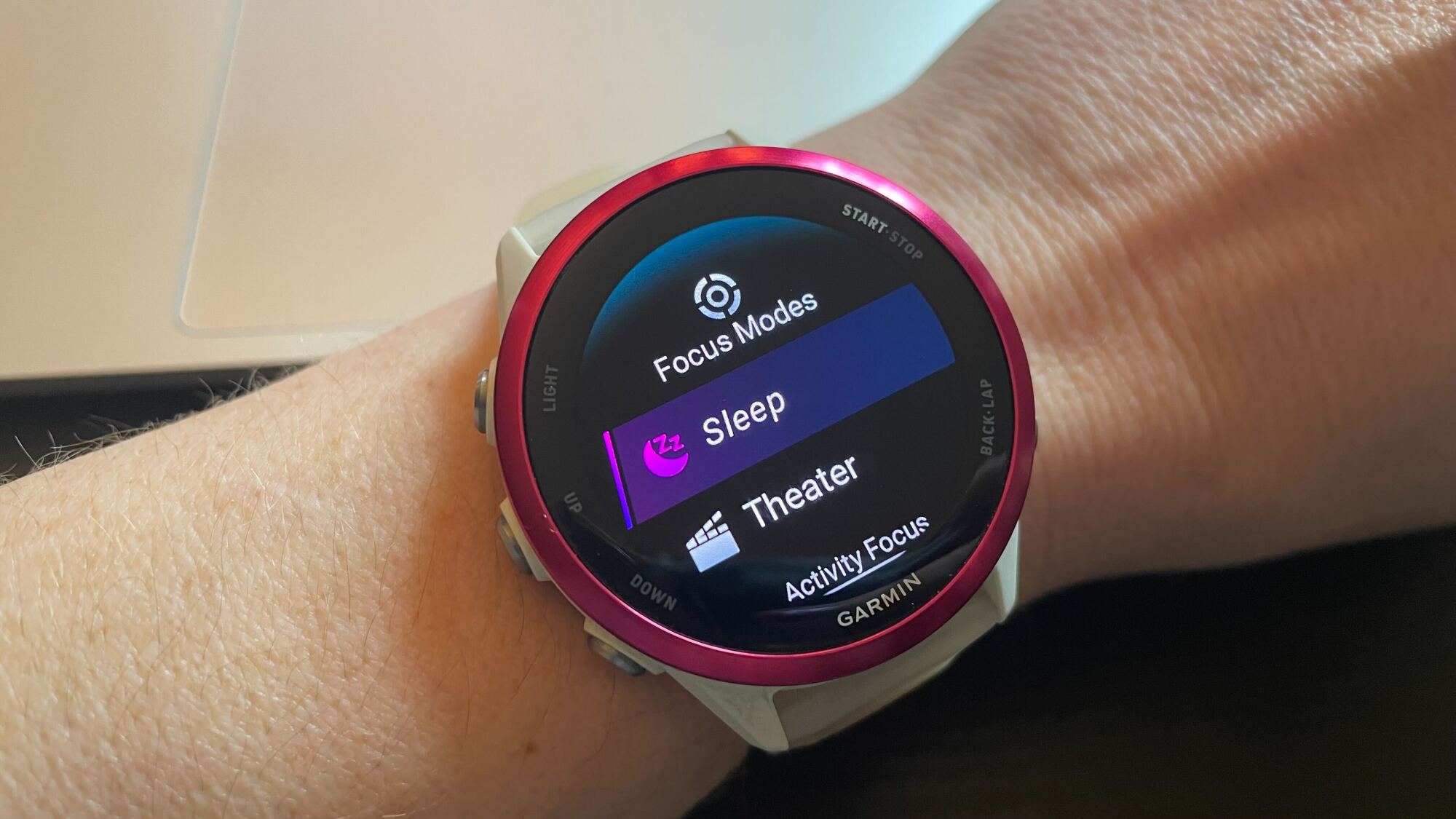 Focus modes screen showing sleep and theater