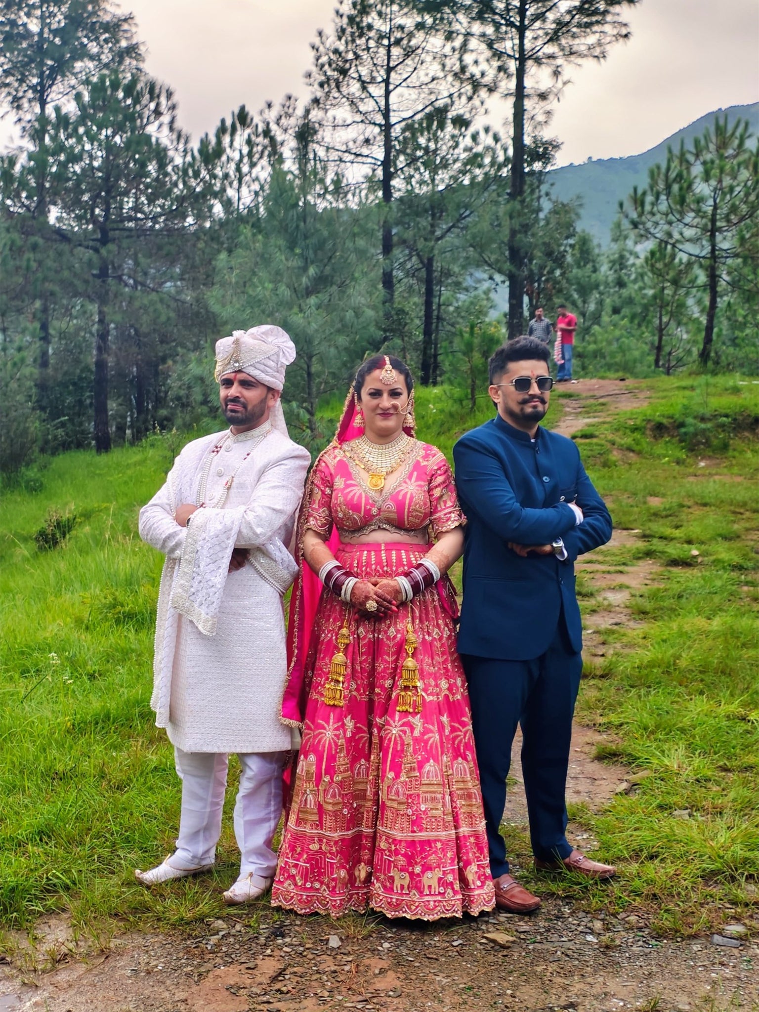 Brothers Pradeep and Kapil with their bride