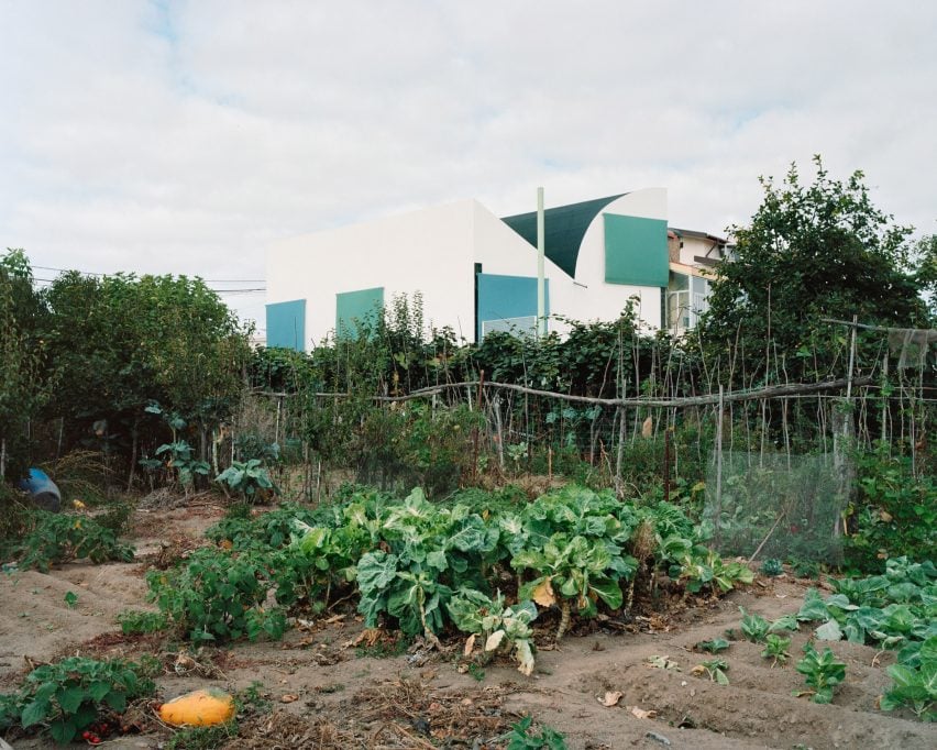 View towards sculptural home by Fala Atelier