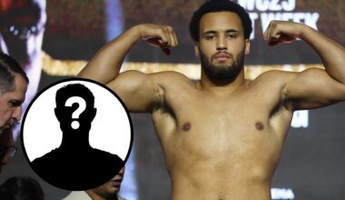 Moses Itauma flexes at weigh-ins with inset of mystery silhouette