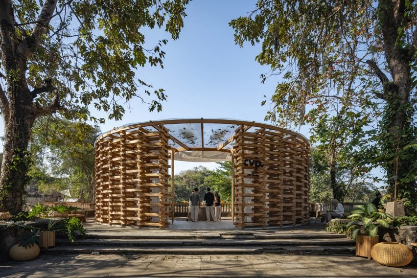 ZXC Studio designs CVP pavilion with timber offcuts that will later be reused in furniture