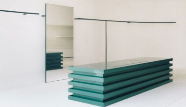 jil sander hamburg flagship store's stone display elements offer spontaneity