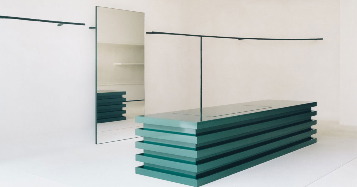 jil sander hamburg flagship store's stone display elements offer spontaneity