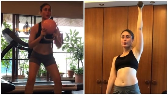 Kareena Kapoor trains hard during a workout session. 