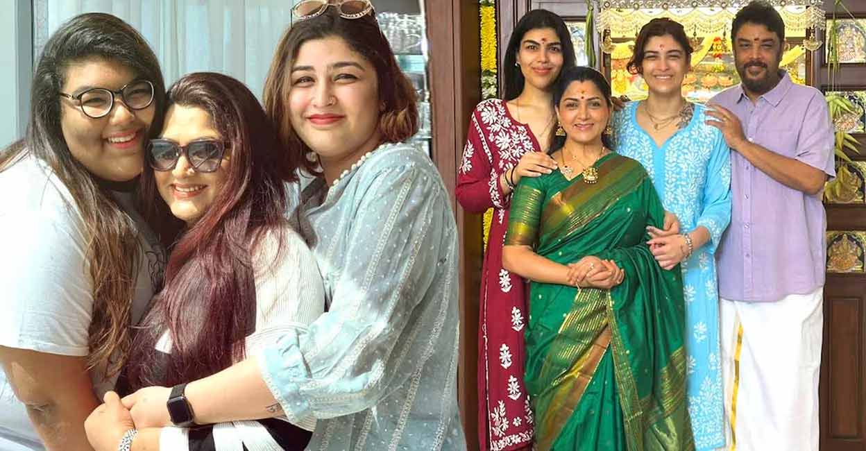 Khushbu and her family before and after the transformation. Photo: Instagram/@khushbu sundar