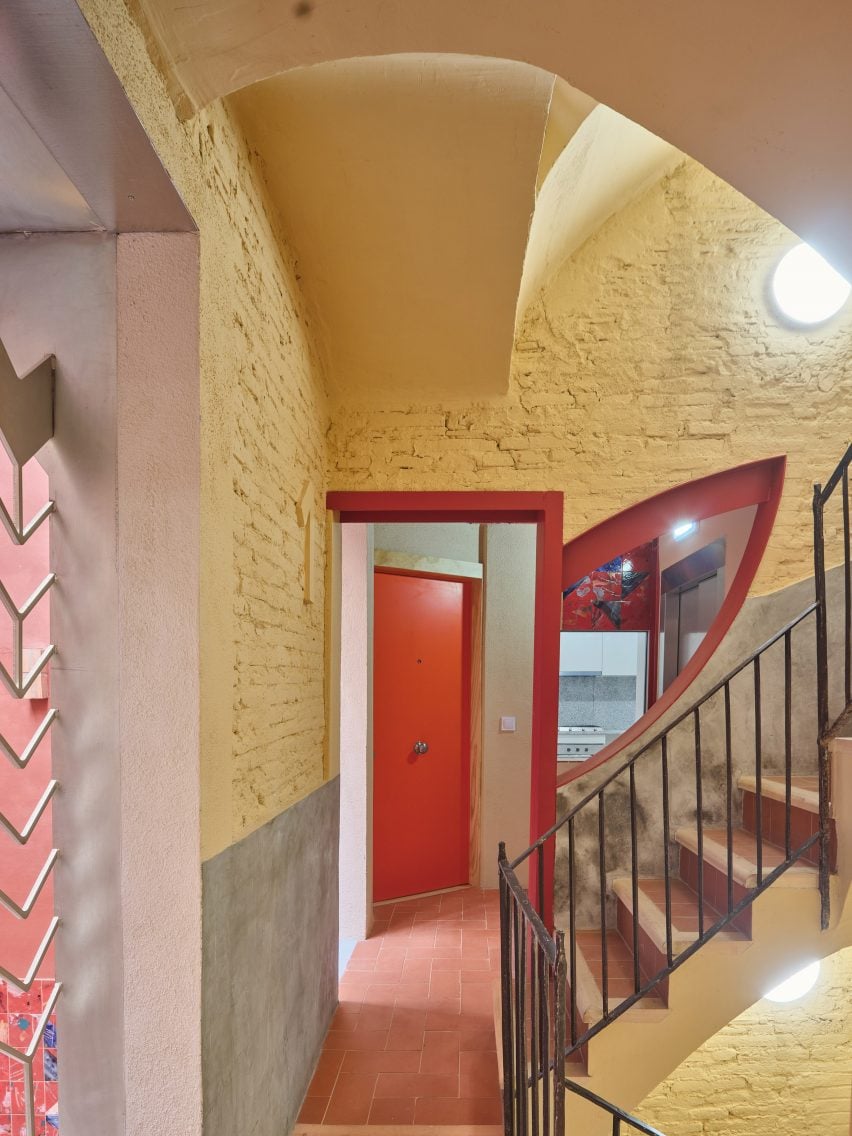 Stairwell in the social housing block in Barcelona