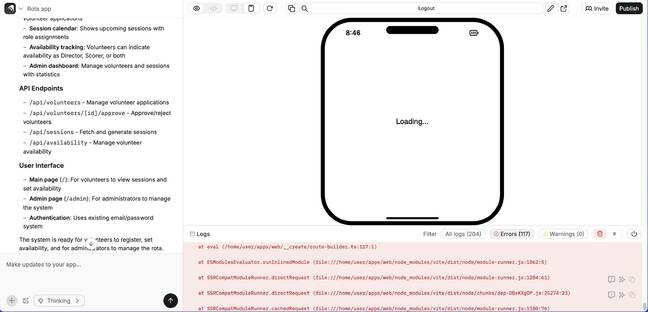 Anything says system is ready; preview stuck on Loading