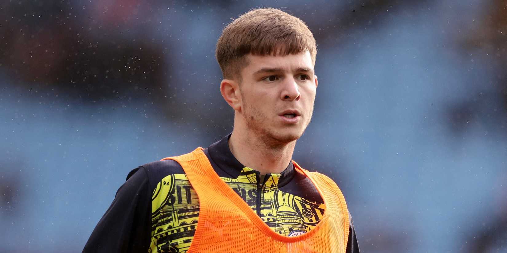 Manchester City's James McAtee during the warm up before the match