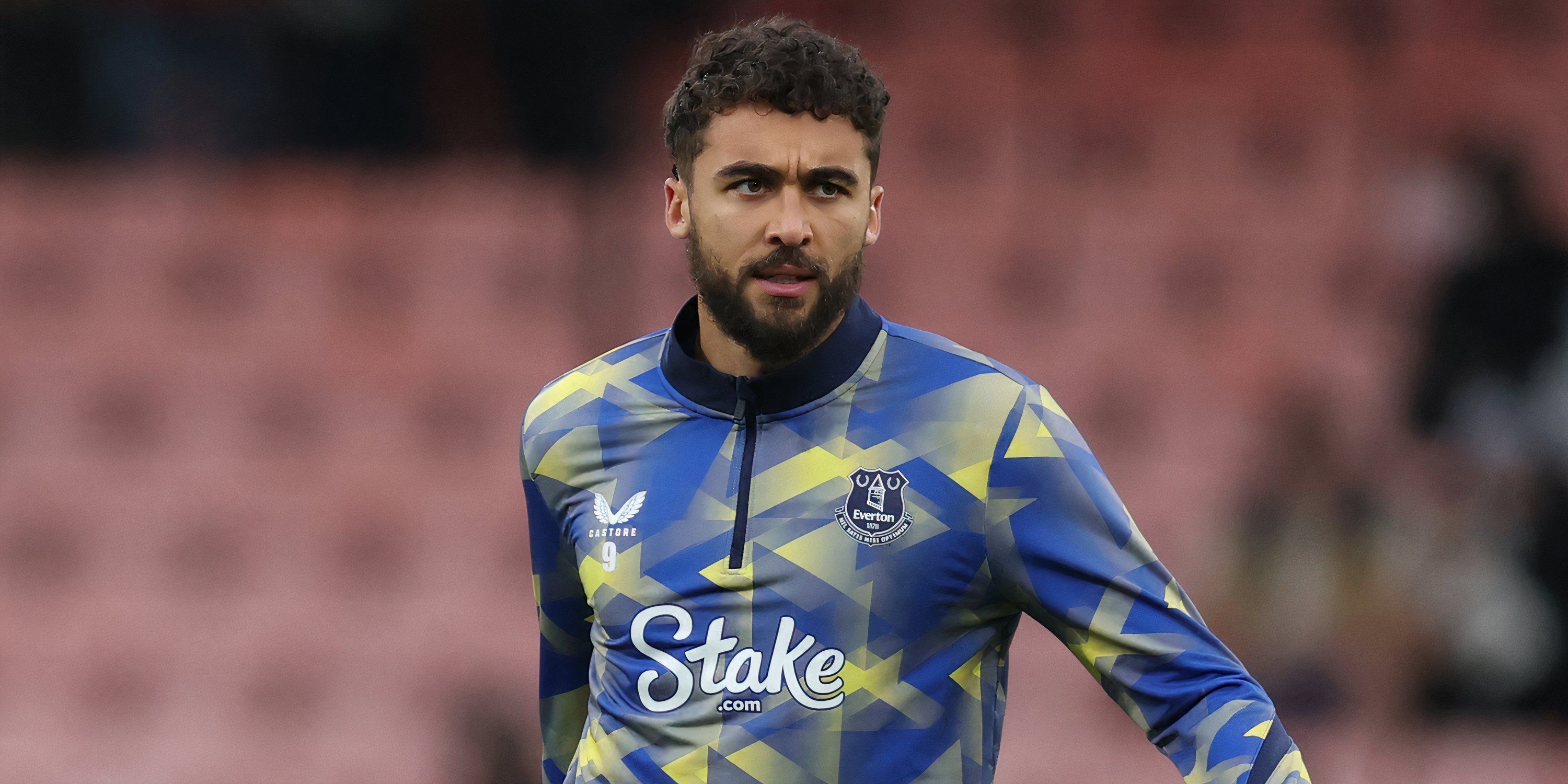 Dominic Calvert-Lewin during a pre-match warm-up at Everton