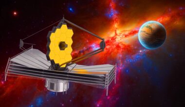 Illustration of the James Webb Space Telescope capturing a direct image of the exoplanet 14 Herculis c.