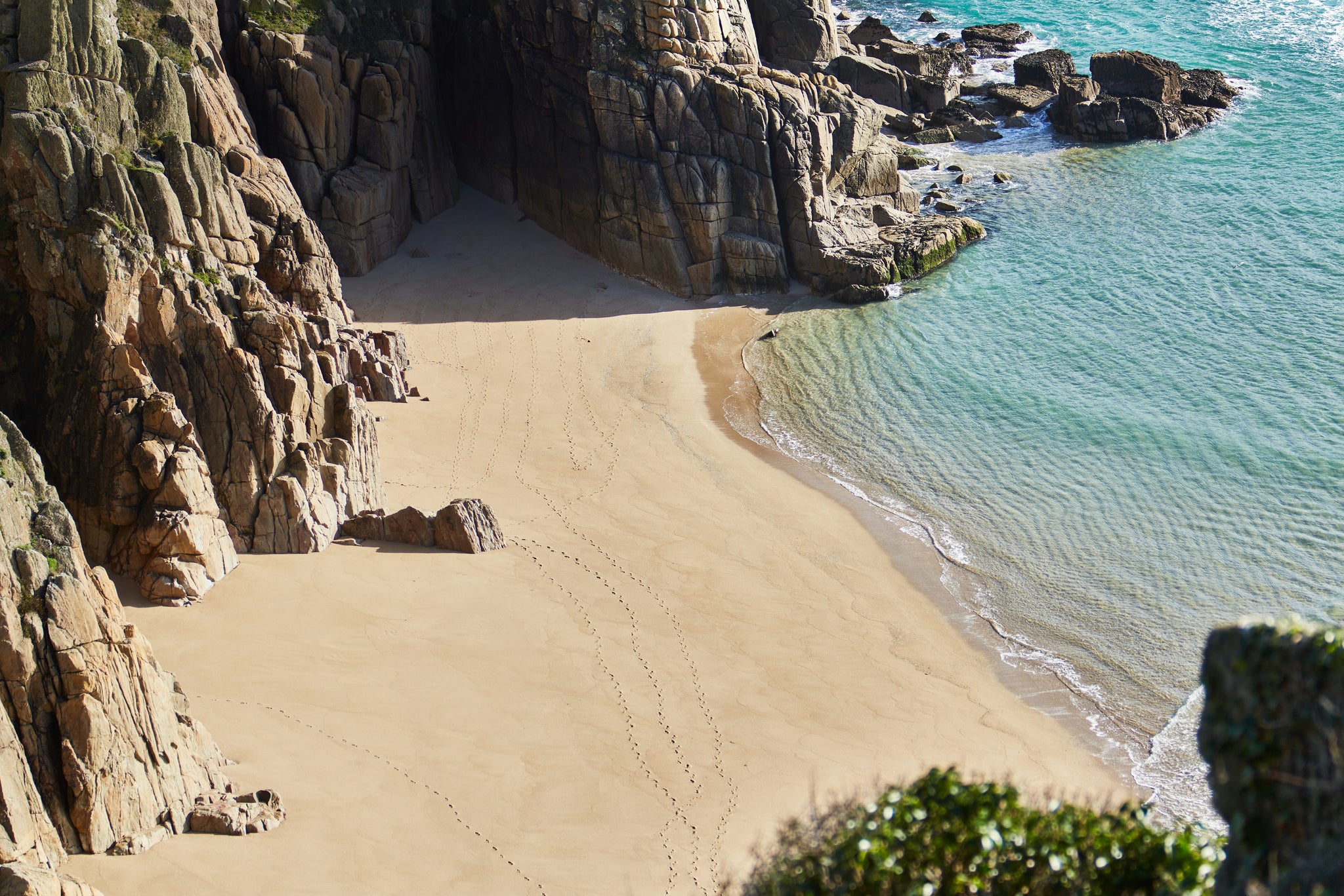 Pedn Vounder is accessed by a steep coastal path, which has been closed by the National Trust amid safety fears