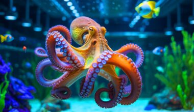 Illustration of octopus farming and its ethical implications.