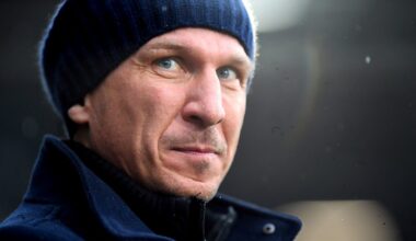 Gerhard Struber wearing a dark beaning and dark jacket with light blue eyes looking at the camera