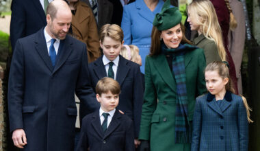 SANDRINGHAM, NORFOLK - DECEMBER 25: Prince William, Prince of Wales, Prince Louis of Wales, Prince George of Wales, Catherine, Princess of Wales and Princess Charlotte of Wales attend the Christmas Morning Service at Sandringham Church on December 25, 2024 in Sandringham, Norfolk. (Photo by Samir Hussein/WireImage)