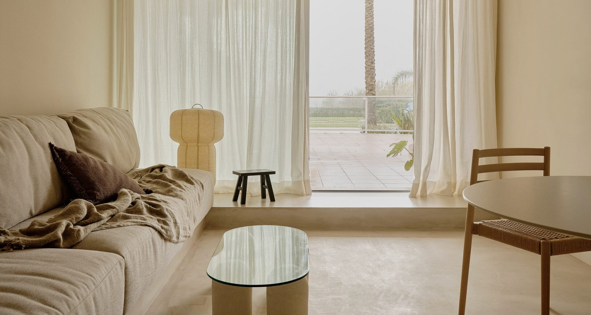 Living space with large window at one end