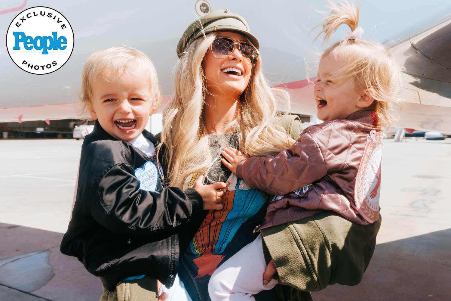 Paris Hilton and Her 2 Kids Debut Cutesie Crew Flight Jackets (Excusive)