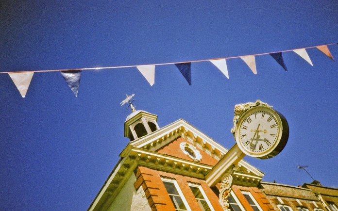 Clock and pennants in Rochester (Pic: Stephen Dowling)