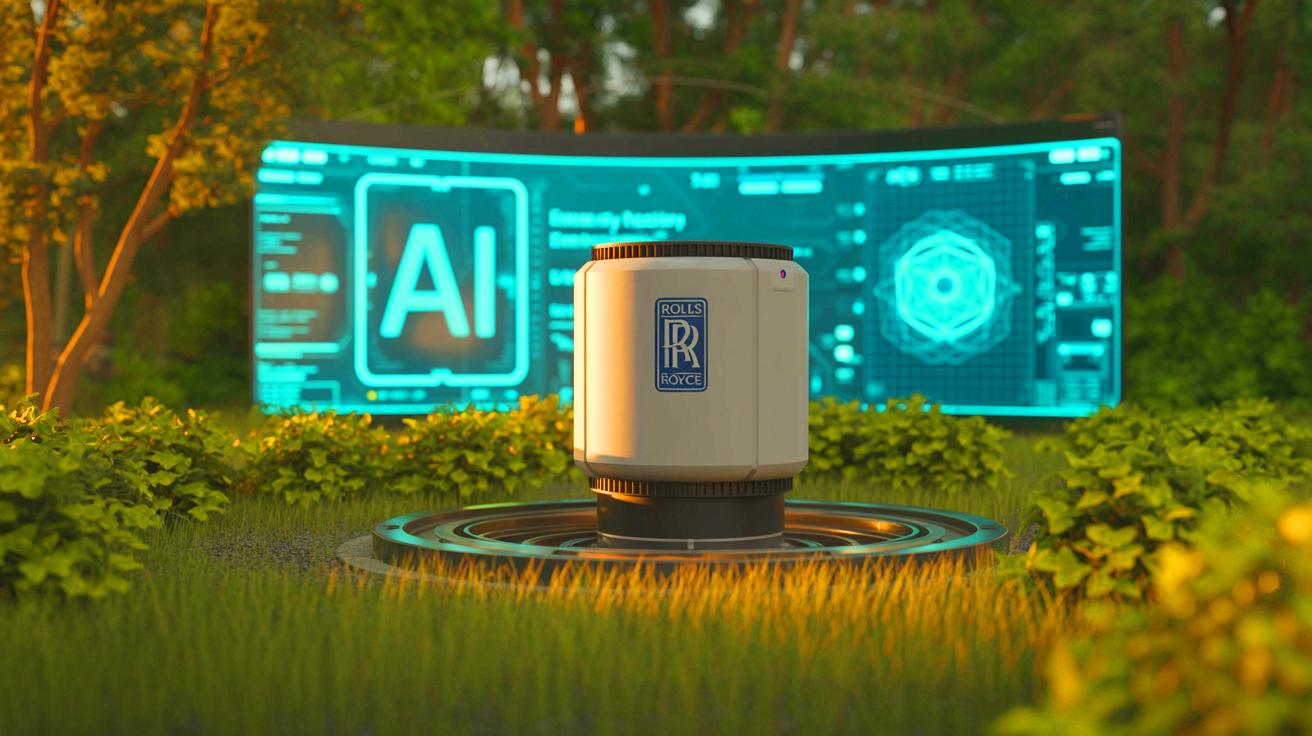 Illustration of Rolls-Royce's small modular reactor concept for powering artificial intelligence.