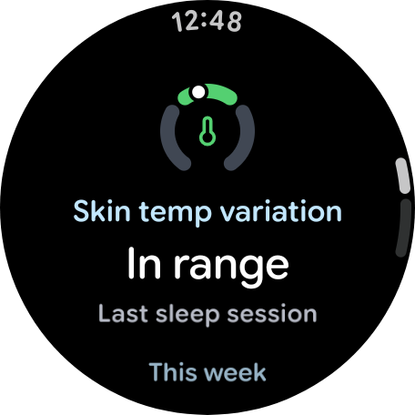 pixel watch fitbit app skin temp variation new