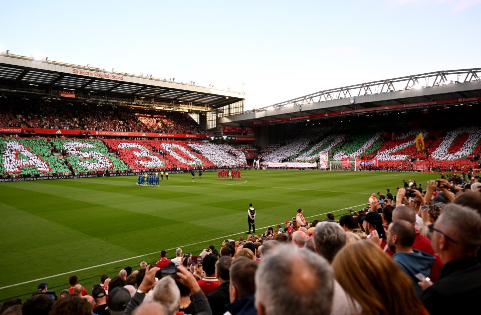 Anfield commenced the weekend's tributes to Jota and Silva