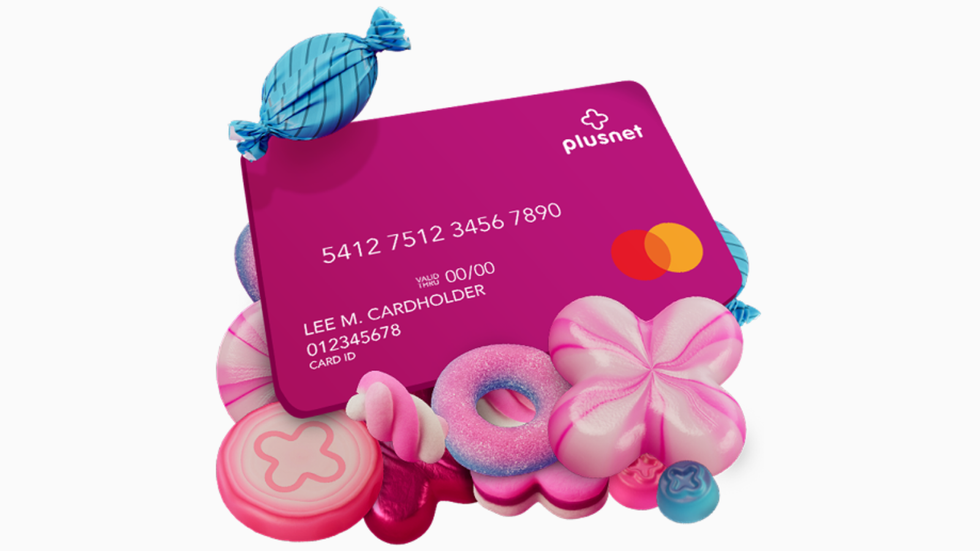 Plusnet Prepaid Gift Card pictured in bright pink
