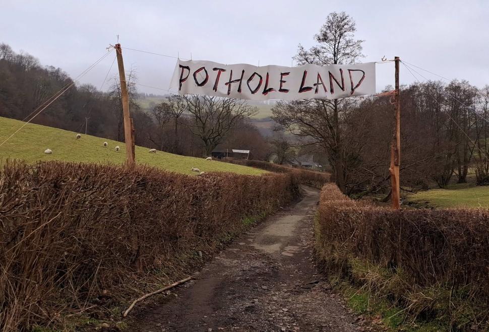 Pothole Land signs, Wrexham (John Williams, Facebook)