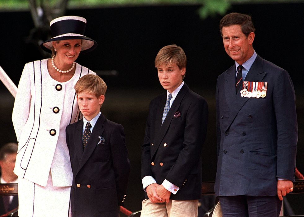 Princess Diana, Prince Harry, Prince William and King Charles