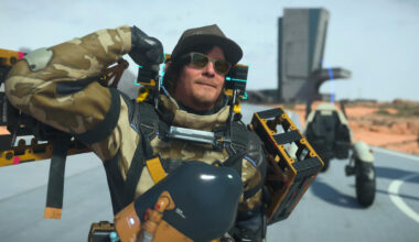 Sam Porter Bridges flexes for the camera in Death Stranding 2