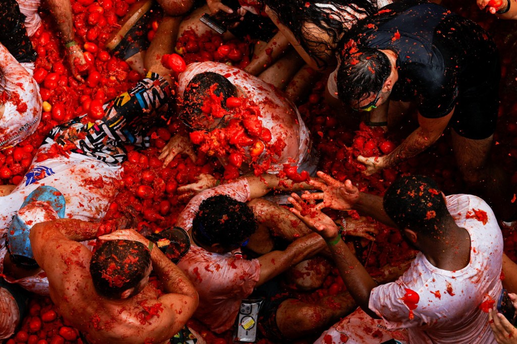 The annual 'La Tomatina' food fight festival in Bunol, near Valencia, Spain, August 27, 2025.