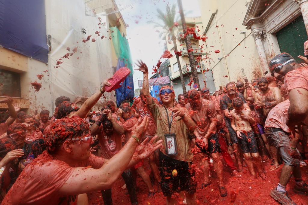The annual 'La Tomatina' food fight festival in Bunol, near Valencia, Spain, August 27, 2025.