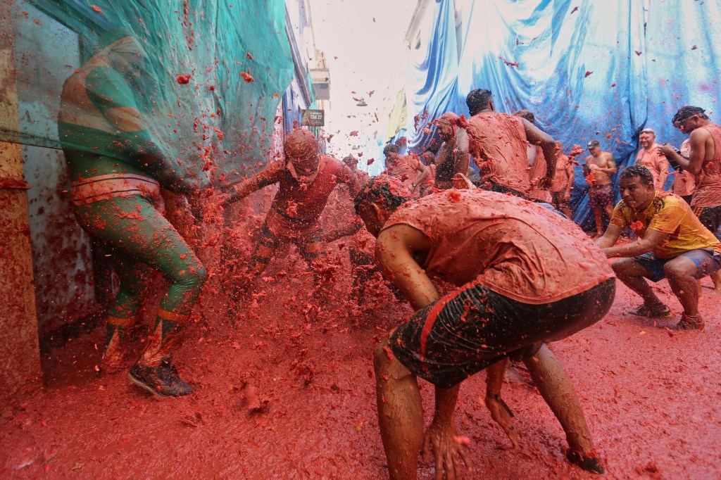 The annual 'La Tomatina' food fight festival in Bunol, near Valencia, Spain, August 27, 2025.